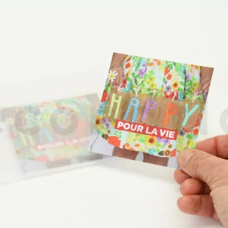 [FR] Tarjeta con mensaje &laquo;Happy pour la vie&raquo; (x10)