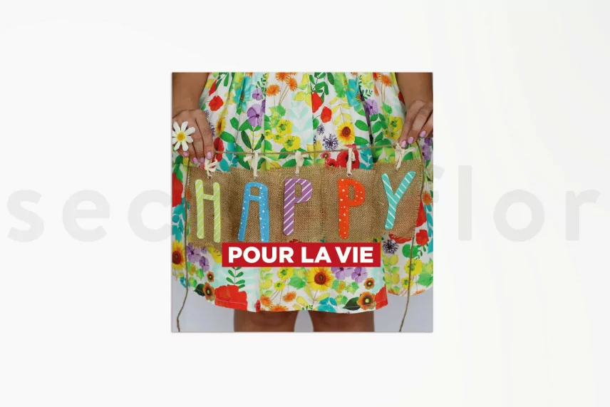 Cartes &agrave; message &laquo;Happy pour la vie&raquo; (x10)