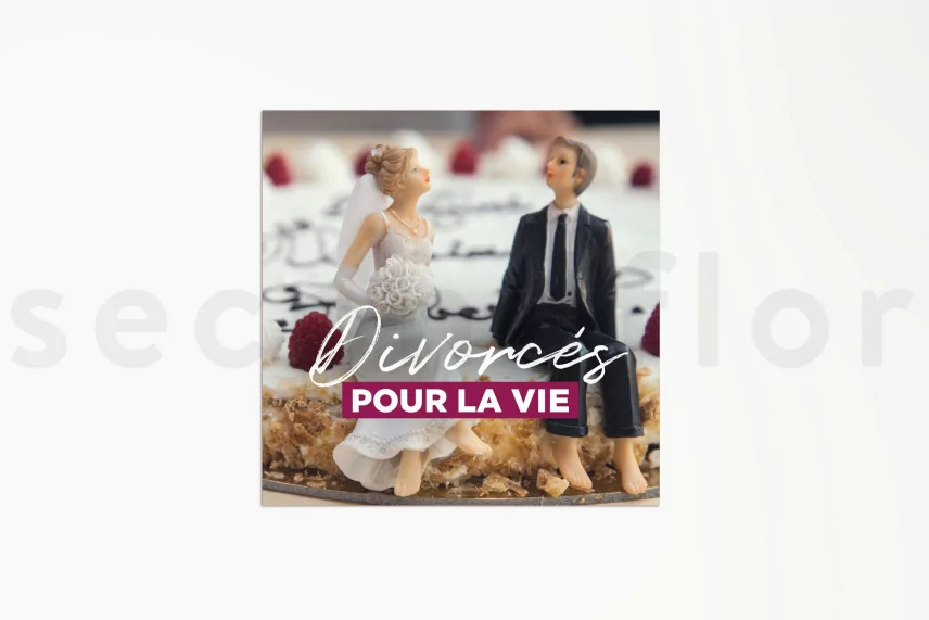 Cartes &agrave; message &laquo;Divorc&eacute;s pour la vie&raquo; (x10)