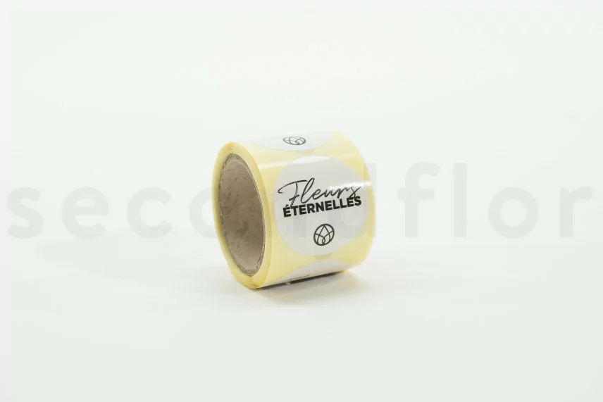 Stickers rotondi &laquo;Fleurs &Eacute;ternelles&raquo; Bianco (x100)