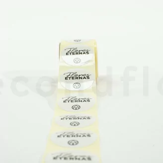 Stickers redondos &laquo;Flores Eternas&raquo; Blanco (x100) - Disponible en 5 idiomas