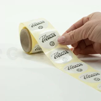 Stickers redondos &laquo;Flores Eternas&raquo; Blanco (x100) - Disponible en 5 idiomas