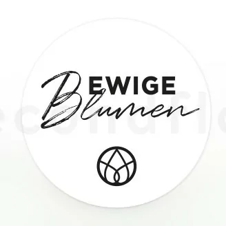 Runde Sticker &laquo;Ewige Blumen&raquo; Wei&szlig; (x100)
