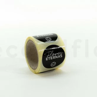 Stickers redondos &laquo;Flores Eternas&raquo; (x100) Negro - Disponible en 5 idiomas