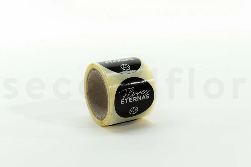 Runde Sticker &laquo;Flores Eternas&raquo; Schwarz (x100)