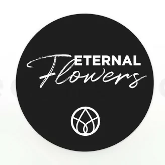 Stickers rond &laquo;Eternal Flowers&raquo; Noir (x100)