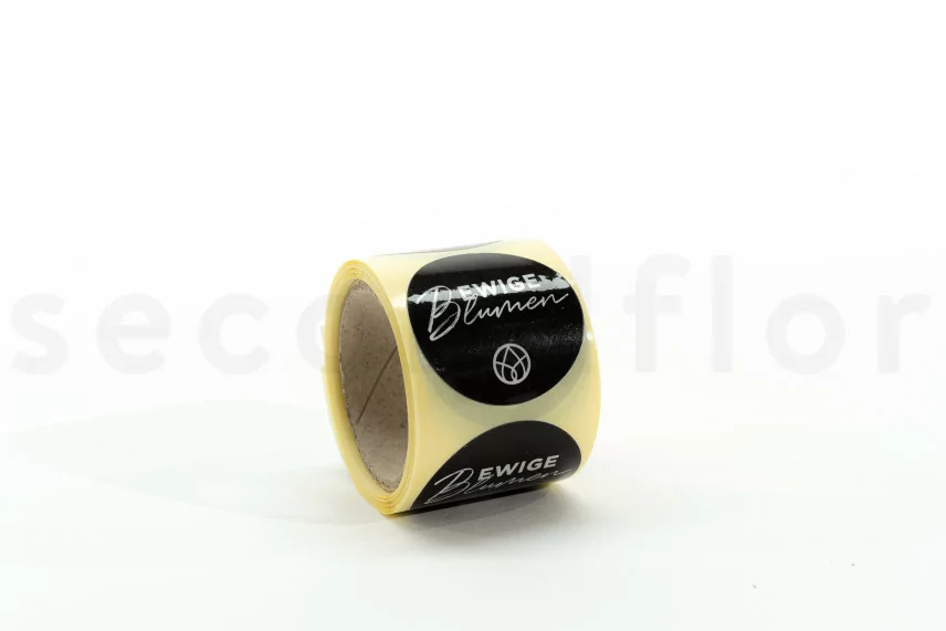 Runde Sticker &laquo;Ewige Blumen&raquo; Schwarz (x100)