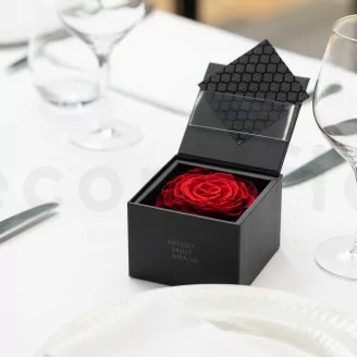 Rosa preservada XXL en caja Rojo