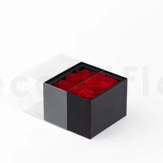 Scatola con 9 rose stabilizzate Rosso