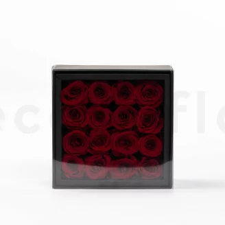 Schachtel mit 16 konservierten Rosen Rot