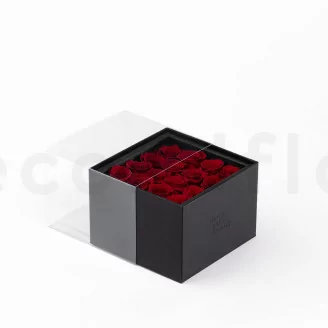 Schachtel mit 16 konservierten Rosen Rot