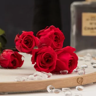 Rosa Ramificada preservada de 5 Cabezas Rojo