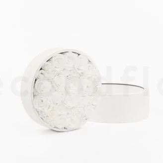 Round Box of preserved Roses White (Size L)