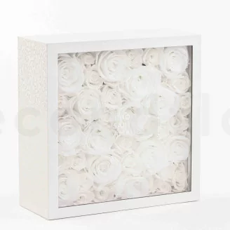 Bo&icirc;te Carr&eacute;e de Roses Blanches stabilis&eacute;e (Taille L)