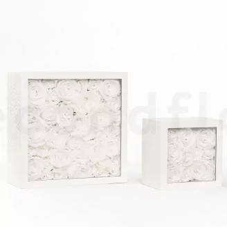 Square Box of preserved Roses White (Size L)