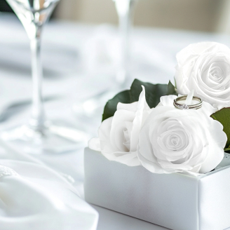 Rose stabilisée Kiara XL - Boîte de 6 - Pure White