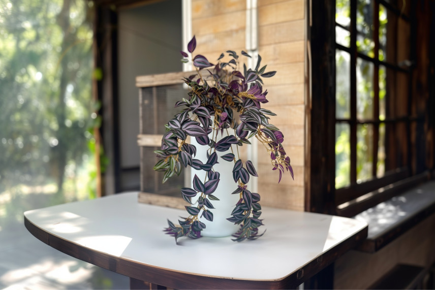 Chute de Tradescantia Artificielle - Vert & Violet