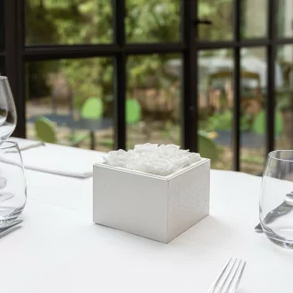 Bo&icirc;te Carr&eacute;e de Roses Blanches stabilis&eacute;e (Taille M)