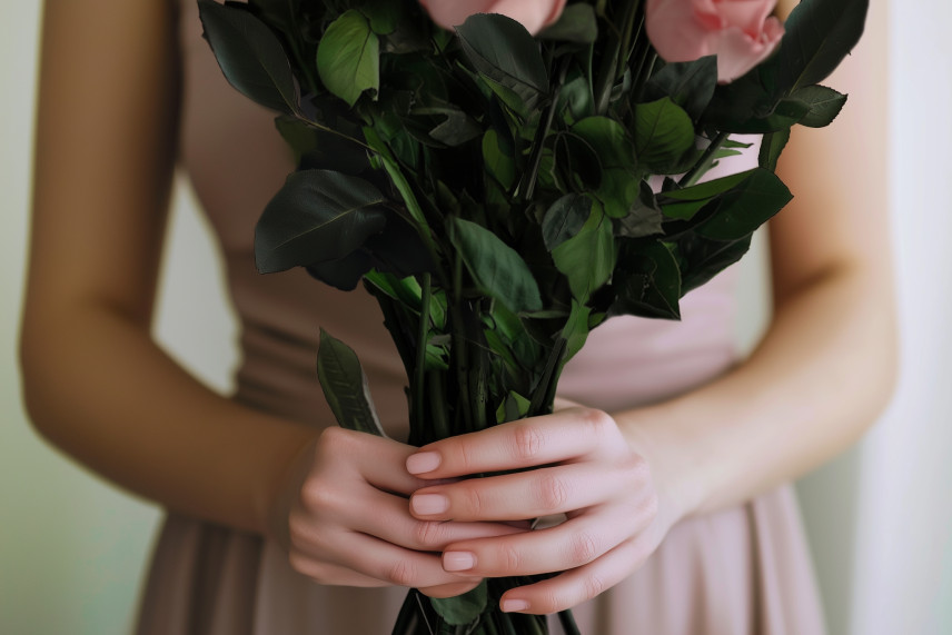 Preserved rose stem long extra - 5 Stems - Green