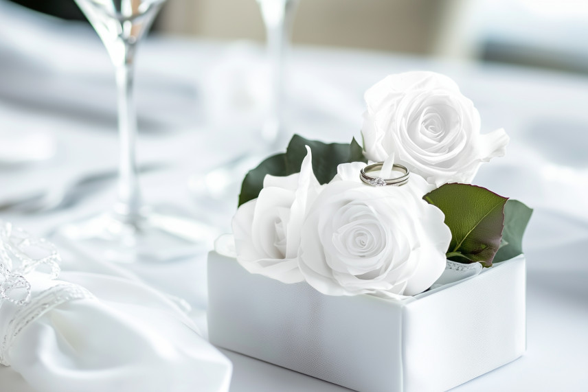 Stabilized rose Kiara XL - Box of 6 - Pure white
