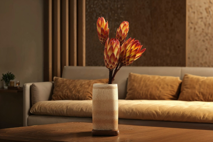 Dried Protea Repens - 5 Stems - Red