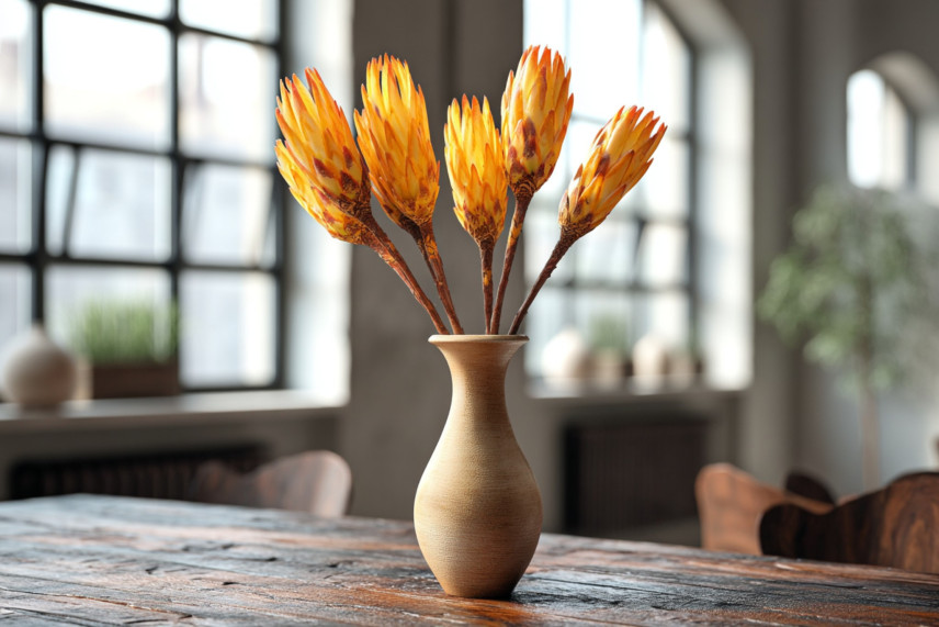 Getrocknete Protea Repens - 5 Stiele - Gelb