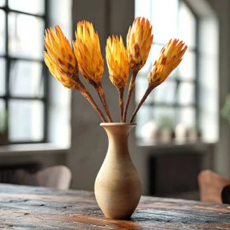Protea Repens essiccato - 5 Steli - Giallo