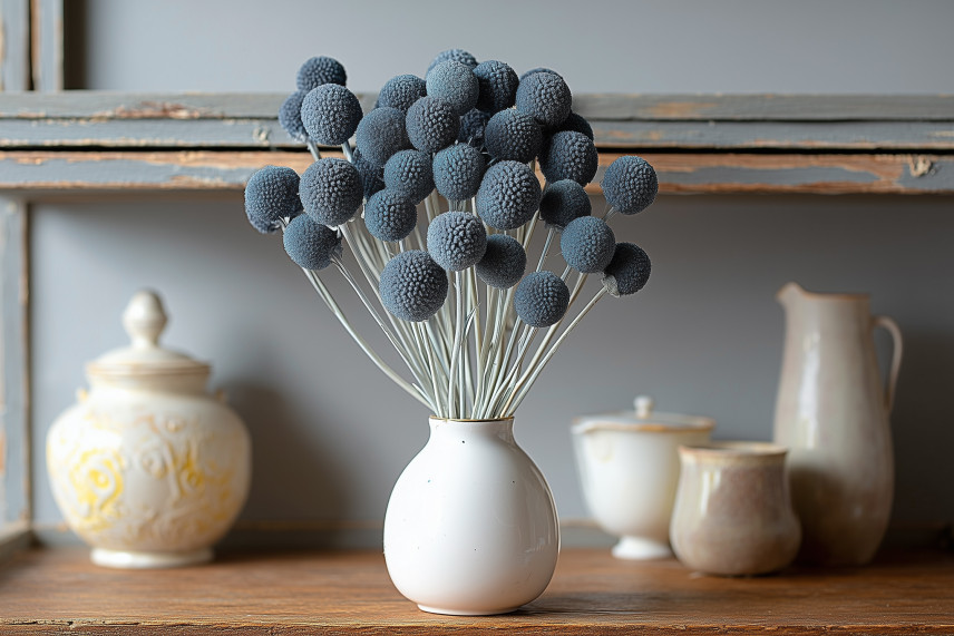 Craspedia préservé - Bouquet - Storm Blue