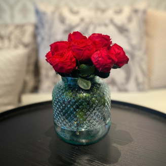 English roses on stem stabilized 30cm - Gift Box 25 Units - Red