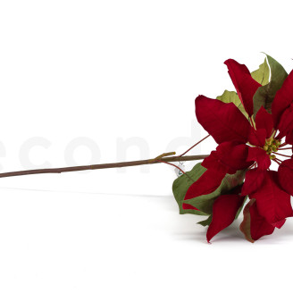 Flor de Pascua con tallo Artificial - Rojo
