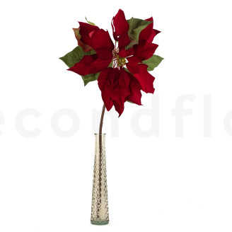 Flor de Pascua con tallo Artificial - Rojo