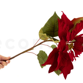 Flor de Pascua con tallo Artificial - Rojo