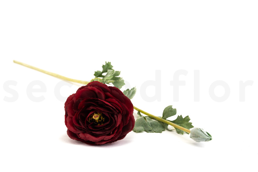Artificial Ranunculus on Stem - Red
