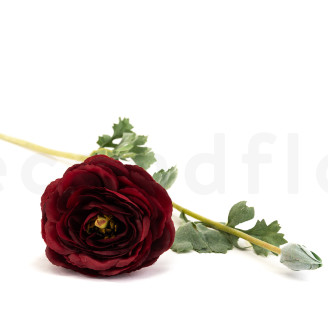 Artificial Ranunculus on Stem - Red
