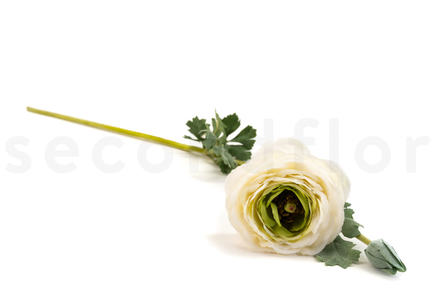 Artificial Ranunculus on Stem - White