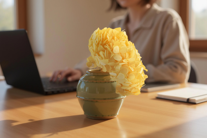 Hortensia Preservado - Soft Yellow