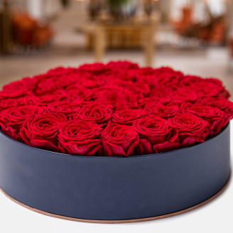 Preserved rose Kiara L - Box of 8 - Vibrant Red