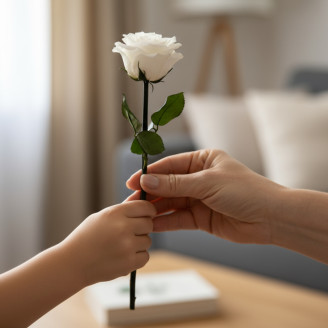 Rosa con Tallo preservada Granel 30cm - 25 Unidades - Blanco