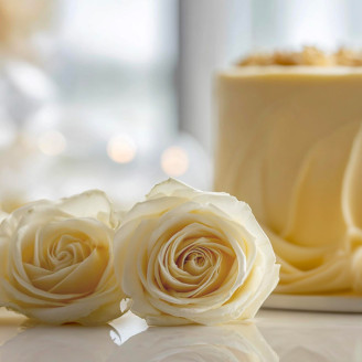 Stabilized rose Kiara XL - Box of 6 - Pearl White