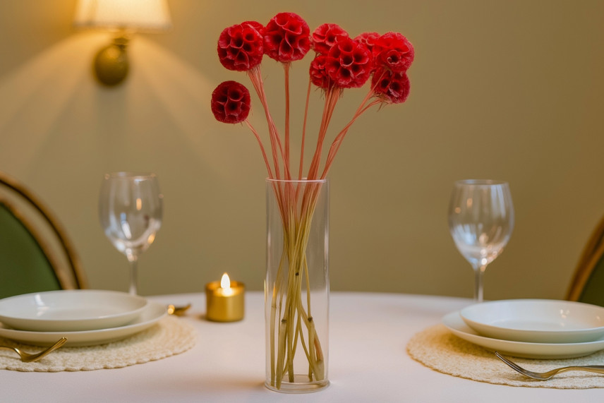 Scabiosa stellata preserved - 10 stems - Red