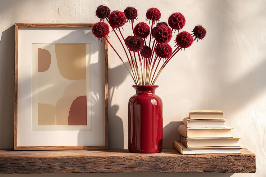 Scabiosa stellata stabilized - 10 stems - Burgundy