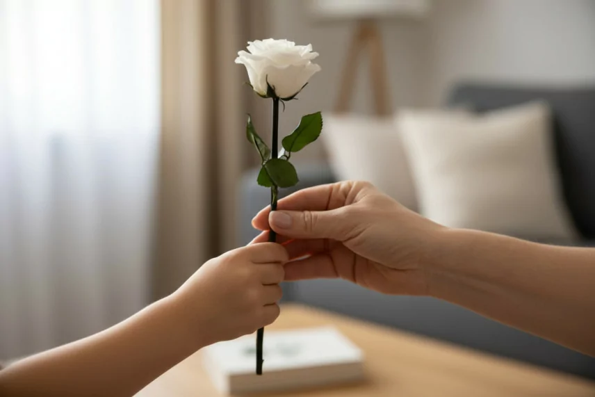 Preserved Rose on stem 30 cm White (x25)