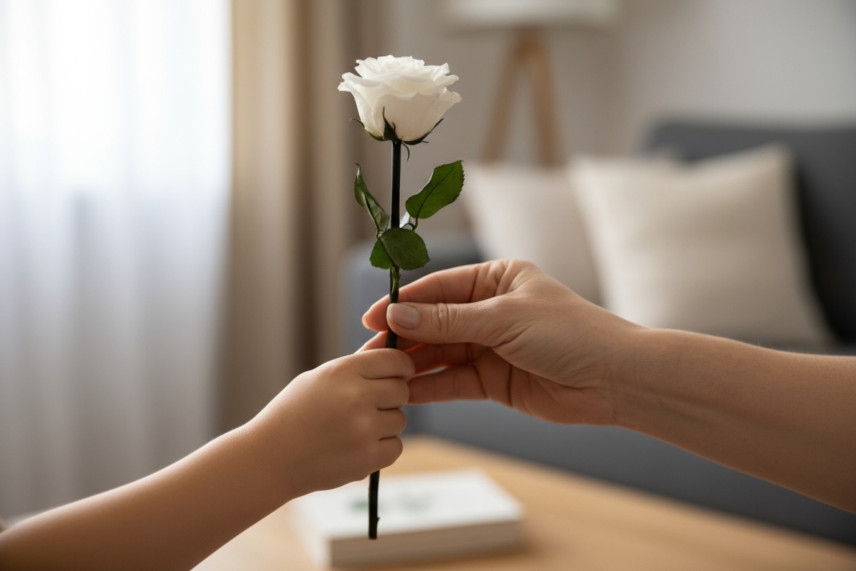 Rosa con Tallo preservada Granel 30cm - 25 Unidades - Blanco
