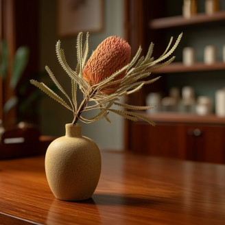 Banksia Hookeriana essiccato - 1 Stelo - Rosa vintage