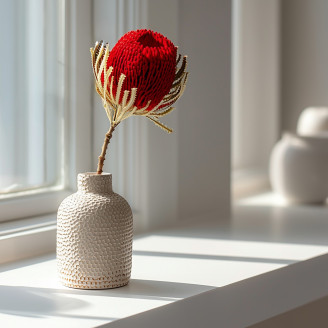 Banksia Hookeriana essiccato - 1 Stelo - Rosso