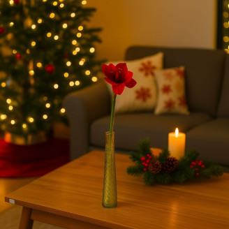 Amarilis con tallo Artificial - Rojo