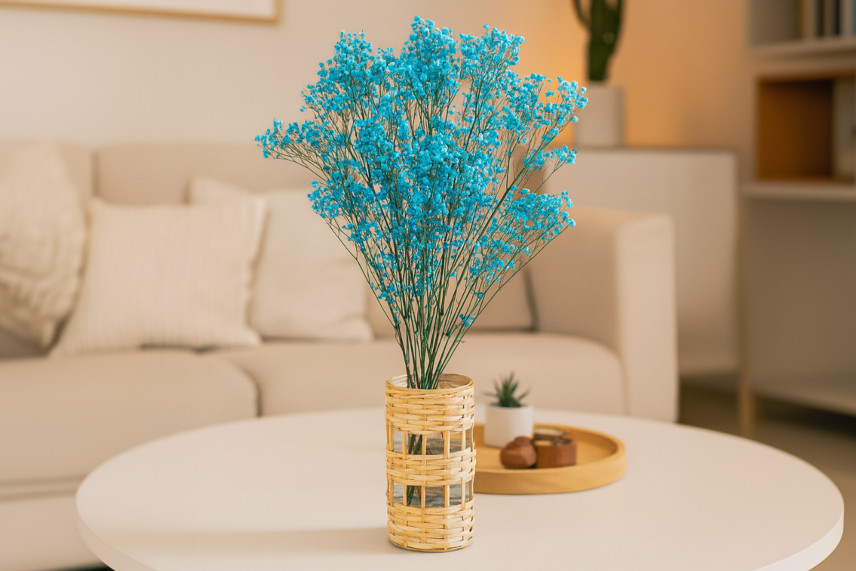 Preserved Gypsophila - Bouquet - Light Blue