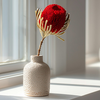 Getrocknet Banksia Hookeriana - 1 Stiel - Rot