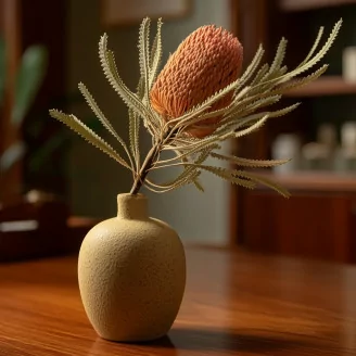 Banksia Hookeriana essiccato - 1 Stelo - Rosa vintage