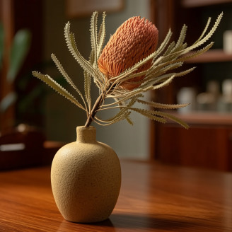 Banksia Hookeriana s&eacute;ch&eacute; - 1 Tige - Rose vintage